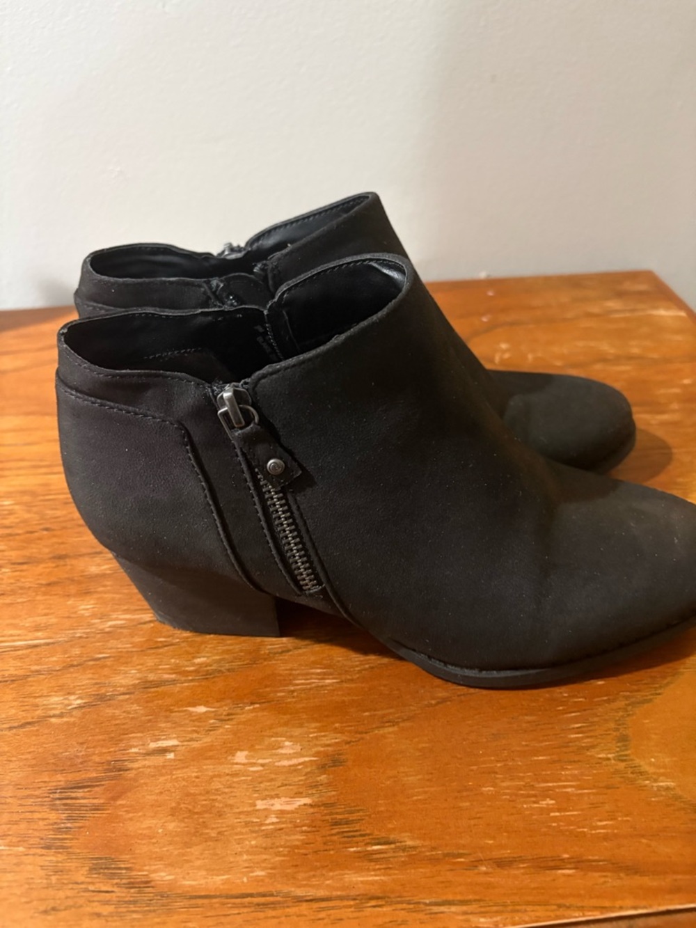 Life Stride Black Suede Ankle Booties with Side Zip